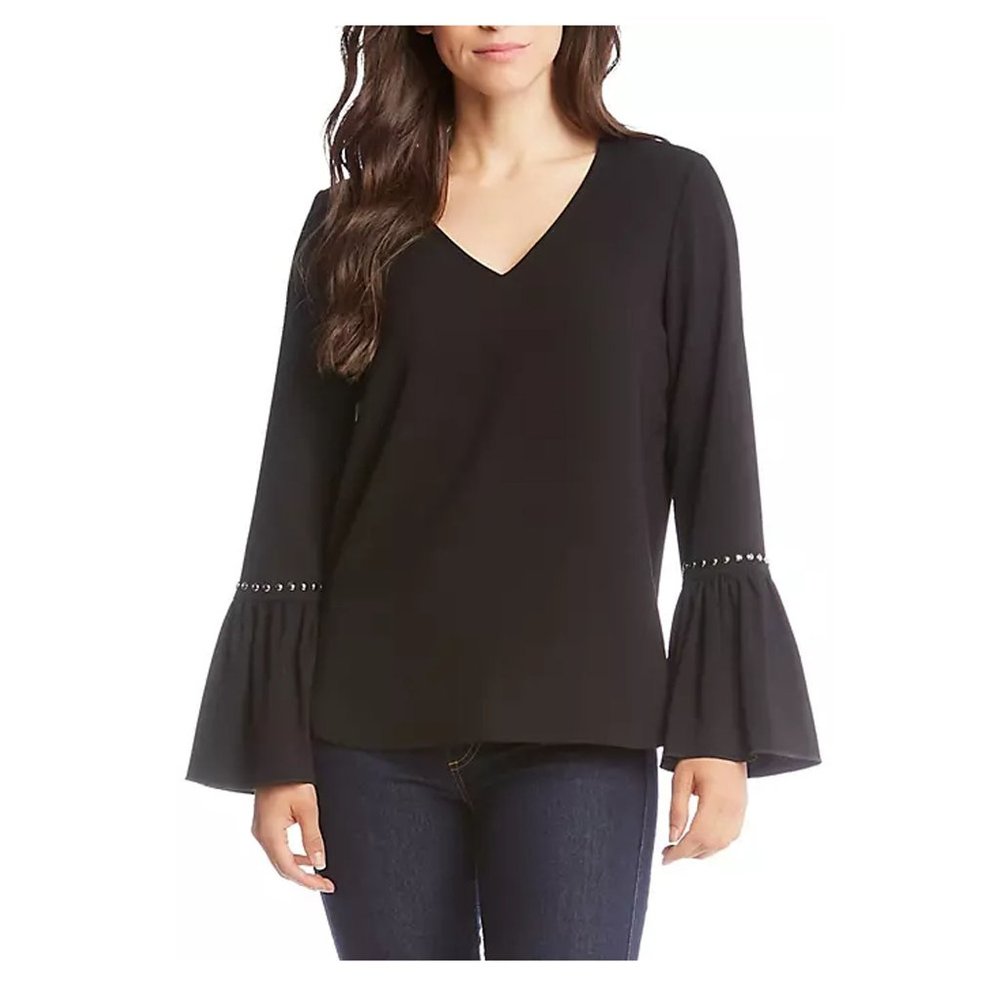 Karen Kane Women's Stud Detail Top w/ Bell Sleeves